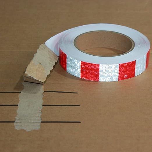 Reflective Tape Red White 1 Inch x 168 Feet, Warning Conspicuity Reflector, Night Safety Sticker for Car Trailer Clothing