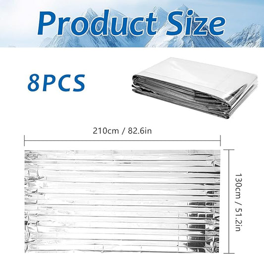 20 Pcs Emergency Mylar Thermal Blanket,High Reflectivity Survival Blanket,Reusable & Waterproof for Outdoor,Camping,Hiking,First Aid,Plant Growth,Garden Greenhouse (Silver)