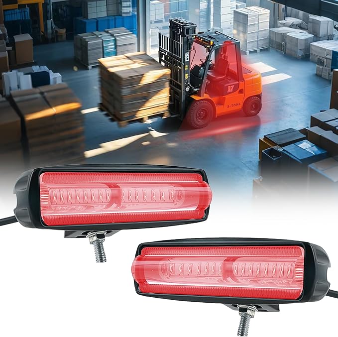 15 LED Forklift Safety Light Red 30W Ultra Bright Linear Warning Light with Wide Voltage Compatibility, Easy Installation, and Enhanced Heat Dissipation for Forklifts, Trucks (2Pcs)