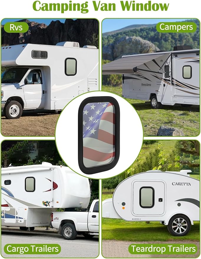 12"x18" Fixed RV Window | DOT & E-Mark Certified Tempered Glass, Aluminum Frame, 1.56" Thickness | Versatile Install, All-Weather, Energy-Efficient, Complete Kit