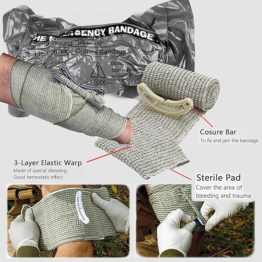 Bleeding Control Pack Feat Med Trauma Kit, Includes Vented Chest Seal, Israeli Bandage, Compressed Gauze, Adhesive Wound Dressing, Emergency Blanket, Bandages, Shears (7 Items)