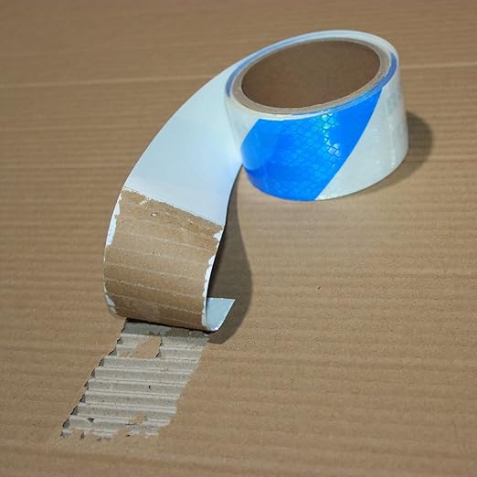 Blue White Reflective Tape 2 inch Wide for Cars, Outdoor Waterproof High Visibility Safety Warning Adhesive Strips (10 feet)
