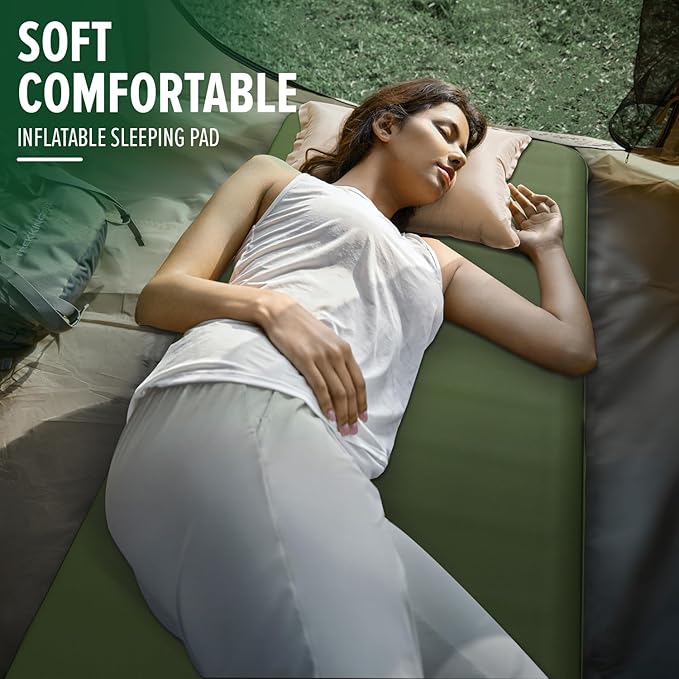 Self-Inflating Memory Foam Sleeping Pad - Single Pad, Built-in Pump, R-Value 13, 78''x29''x4'', Fast Inflation & Deflation, 4-Season Camping Mattress for Outdoor Adventures