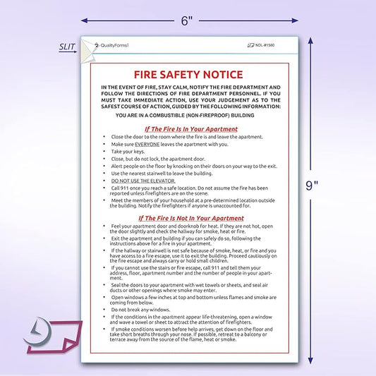 NextDayLabels - 6" x 9" Emergency Preparedness Fire Safety Notice White Vinyl Waterproof Self-Adhesive Label, Required by FDNY and NYC HPD, Pack of 10 Stickers
