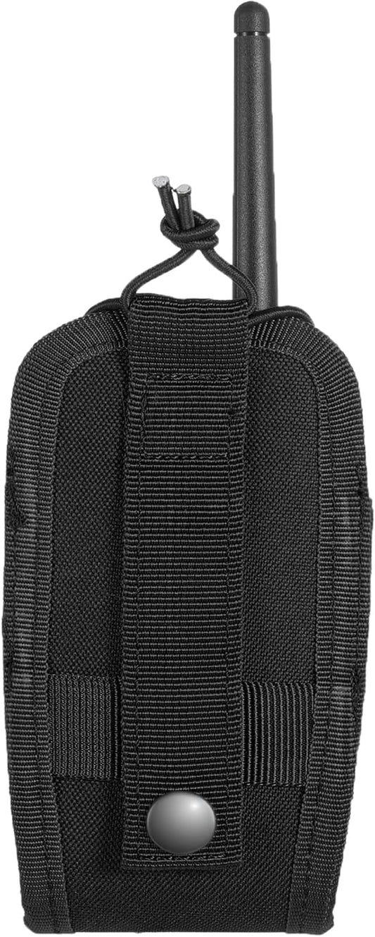 Tactical Radio Holder Radio Holster Molle Radio Pouch Universal Radio Case Military Heavy Duty Radio Bag for Police Firefighter Two Ways Walkie Talkies Vest (Black-small)