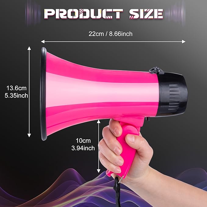 MyMealivos Portable Megaphone Bullhorn 20 Watt Power Megaphone Speaker Voice and Siren/Alarm Modes with Volume Control and Strap (Deeppink)…