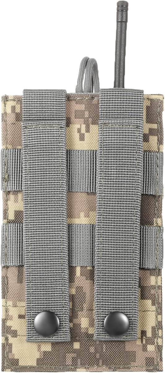 Tactical Radio Holder Radio Holster Molle Radio Pouch Universal Radio Case Military Heavy Duty Radio Bag for Police Firefighter Two Ways Walkie Talkies Vest (ACU-large)