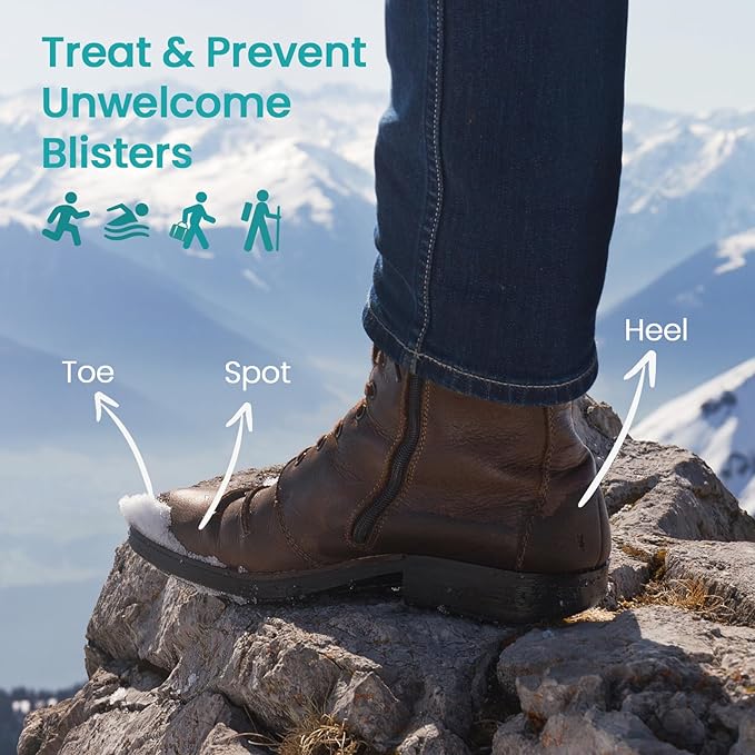 Blister Bandages - 28 ct Hydrocolloid Cushions for Foot, Toe, Heel - Water Resistant Gel Pads for Prevention & Recovery, Bunion Pack