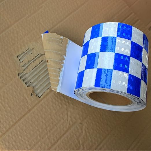 Reflective Tape Blue White 4 inch Wide for Truck, Outdoor Waterproof High Visibility Safety Warning Adhesive Strips (66 feet)