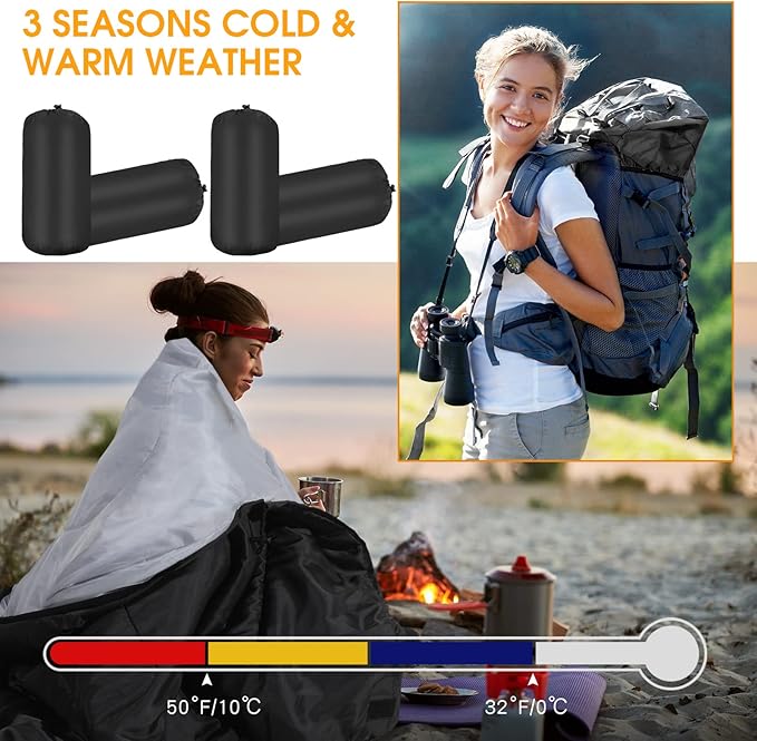 Macarrie 48 Pcs Winter Sleeping Bags Bulk for Adults Homeless 4 Season Warm Cold Weather Sleeping Bags with Compression Sack Lightweight Portable Waterproof for Donation Hiking Outdoor