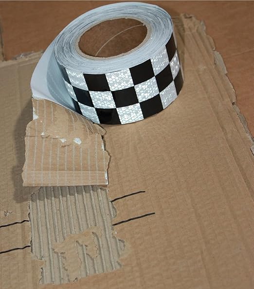 Black White Reflective Tape Outdoor Waterproof 3 inch X 66 feet, High Visibility Hazard Conspicuity Safety Industrial Marking Tape
