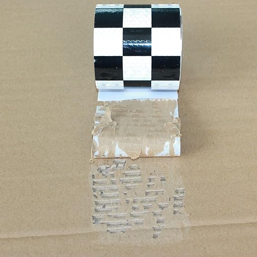 Black White Reflective Tape Outdoor Waterproof 3 inch, High Visibility Hazard Conspicuity Industrial Marking Tape (11 feet)