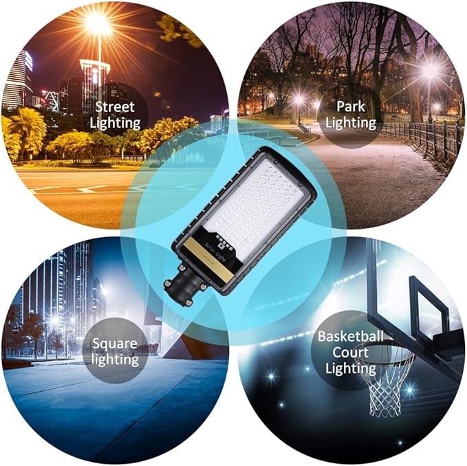 Joylight 8000W Solar Street Lights Outdoor, Dusk to Dawn IP67 Security Led Flood Light Lamp with Remote Control Mounting Pole and Bracket Garden, Street, Court, Parking Lot