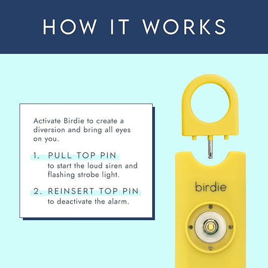 She’s Birdie–The Original Personal Safety Alarm for Women by Women–Loud Siren, Strobe Light and Key Chain in a Variety of Colors (Lemon)