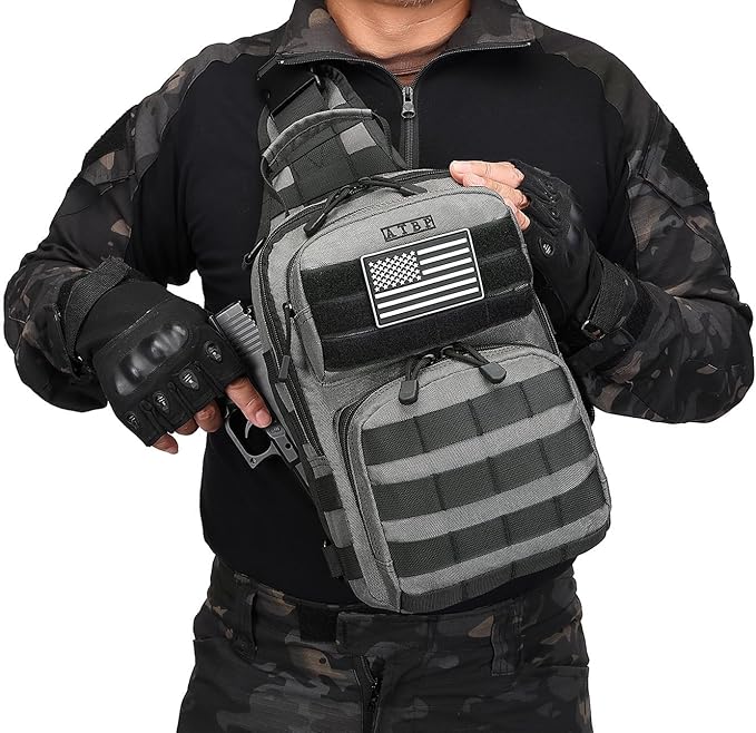 ATBP Tactical Sling Backpack With Holster Military Crossbody Bag for Men Single Shoulder Back Pack 10L