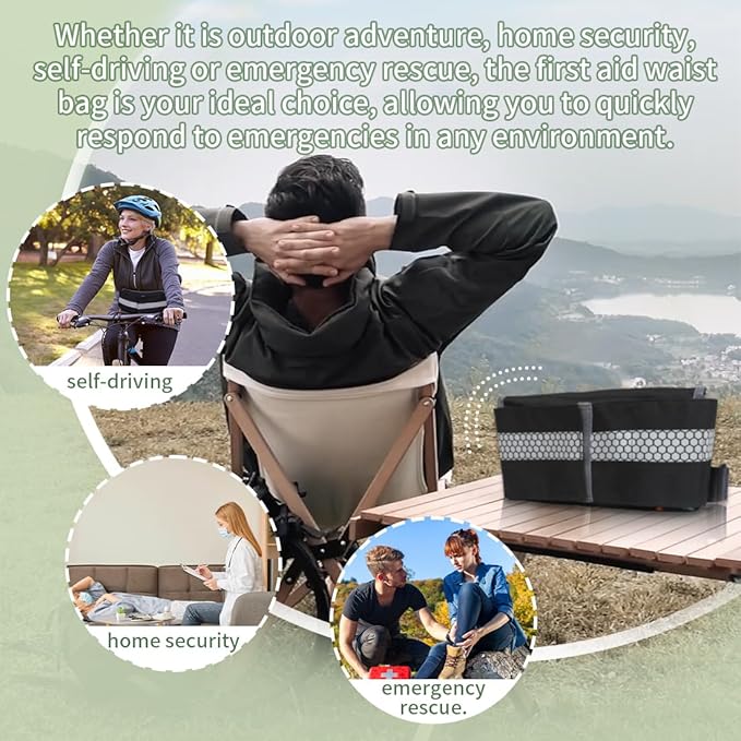 Empty First Aid Waist Bag Molle Medical Pouch with Belt, EMS Fanny Pack with Three-Piece System,IFAK Medical Bag for Camping,Hiking or Traveling (Black)
