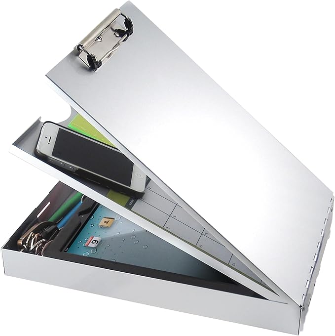 Saunders Metal Clipboard with Storage - Letter Size Heavy Duty Contractor Grade Clipboard - Dual Storage Form Holder with Low Profile Clip Made in USA