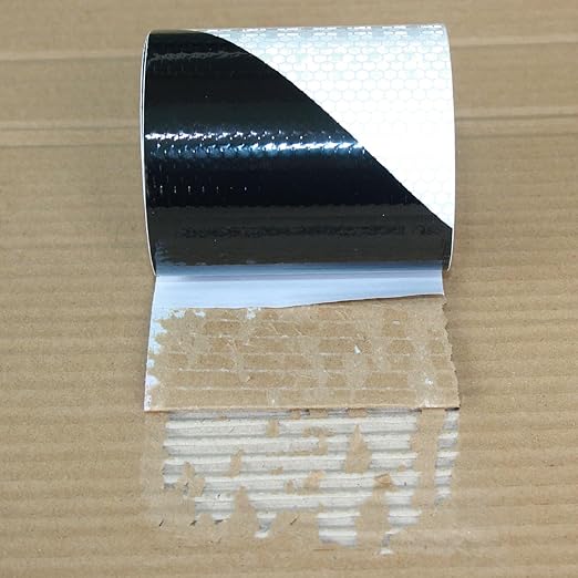 Black White Reflective Tape 4 inch X 10 feet, Outdoor Waterproof Hazard Conspicuity Warning Industrial Marking Tape