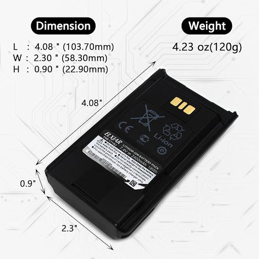 (2-Pack) 7.4V 2400mAh FNB-V113Li Li-Ion Two-Way Radio Battery Replacement for Vertex VX-450 VX-451 VX-454 EVX-261 EVX-531 AAJ67X001 EVX-534 FNB-V112