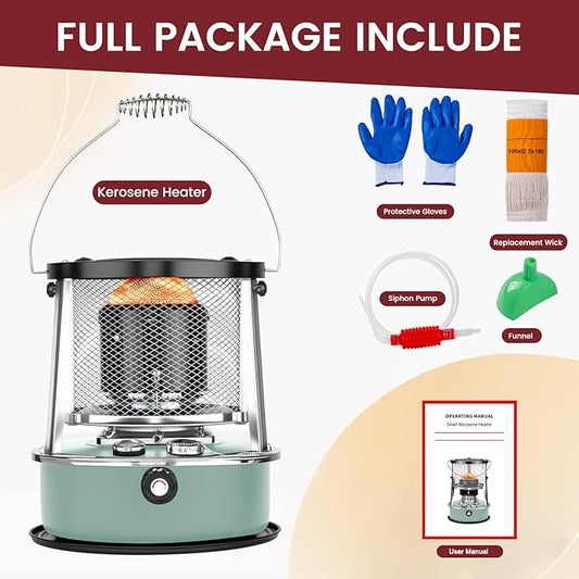 10,000 BTU Kerosene Heater, Kerosene Heaters for Indoor Use, Non Electric Portable 2 in 1 Stove & Heater for Camping, Garage, Home, and Emergency Use