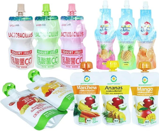 1000 Pcs Food Grade Custom Logo Flasks, Portable Juice Beverage Packaging with Spout Bags, Reusable Plastic Stand up Liquid Drink Pouches