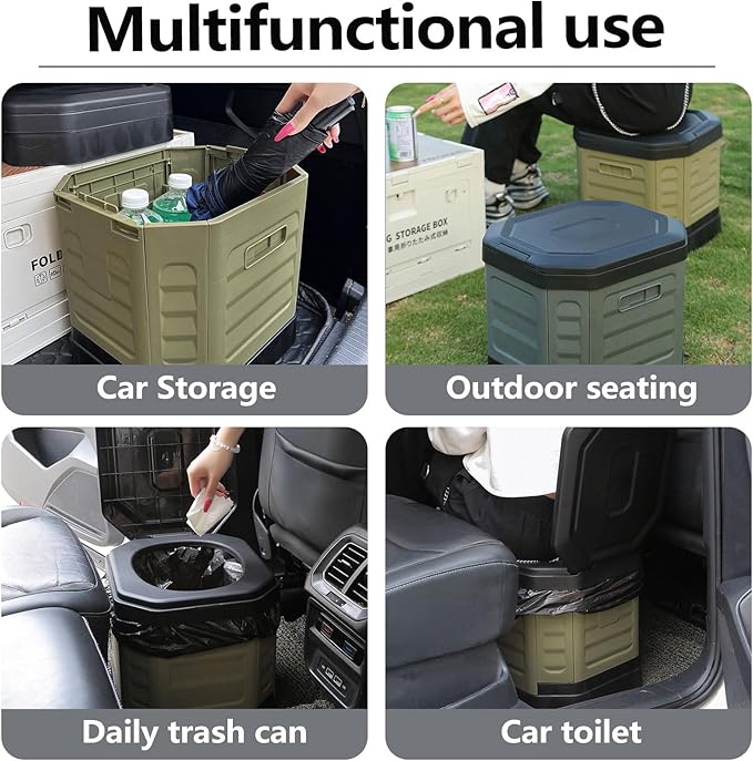 Portable Camping Toilet, Portable Travel Folding Toilet with Lid for Adults and Kids, Portable Potty for Camping, Hiking, Car Travel,Truck, RV, Boating, Road Trips, Beach