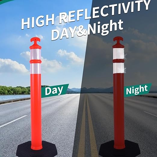 3PACK BESEA Traffic Delineator Cone 42”High Orange Traffic Safety Delineator Cones with Heavy Duty Rubber Base for Construction Site, Road Parking, People Control in Public(3PACK)