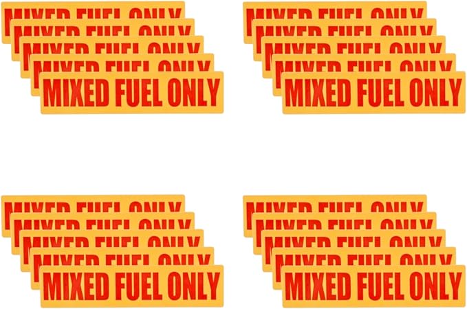 20PCS Mixed Fuel Only Decal Stickers Vinyl Labels for Outdoor Equipment Chainsaws Weed Eaters Small Size Durable Weather Resistant 0.75 Inch x 3.25 Inch