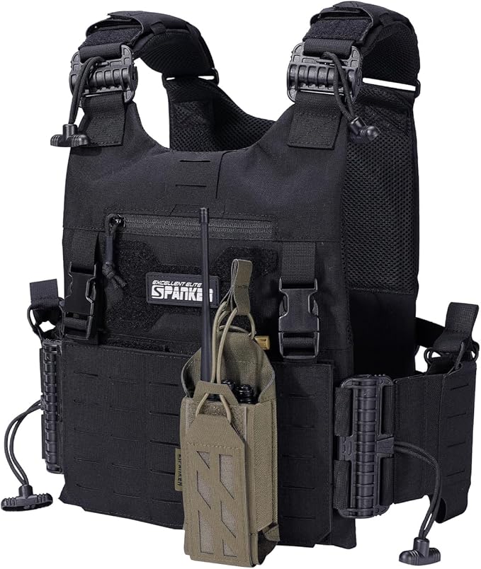 EXCELLENT ELITE SPANKER Tactical Universal Radio Holster Holder Molle Radio Pouch Adjustable for Duty Belt,Vest for Two Ways Walkie Talkie