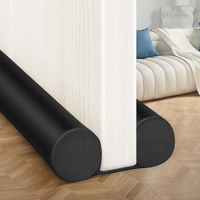 MAXTID Door Draft Stopper for Bottom of Doors Large Door Sweep Under Door Light Blocker Adjustable 34" Black