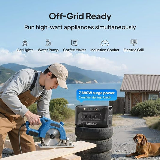 BLUETTI Apex 300 Solar Generator (2025 New) with 2 200W Solar Panels, 2764.8Wh LFP Battery Backup with 6 3840W AC Outlets (7680W Surge), 120V/240V Dual Voltage, Ideal for Camping and Off-Grid Living