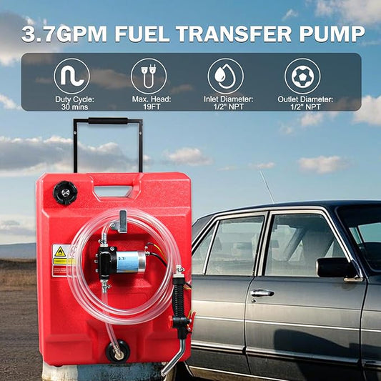 13 Gallon Portable Fuel Caddy Storage with 12V DC Electric Fuel Transfer Pump, Portable Fuel Tank for Gasoline, Diesel, Kerosene & More