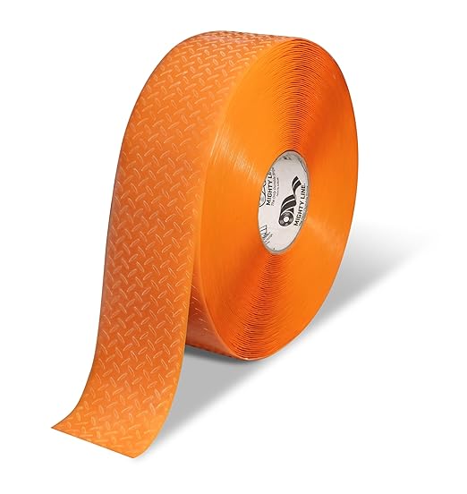 Mighty Line 3" Anti-Slip Solid Color Floor Marking Tape for Safety, Caution, Warning, Flooring, Heavy-Duty, Peel and Stick, Adhesive, Industrial Quality, 100' Roll, Orange