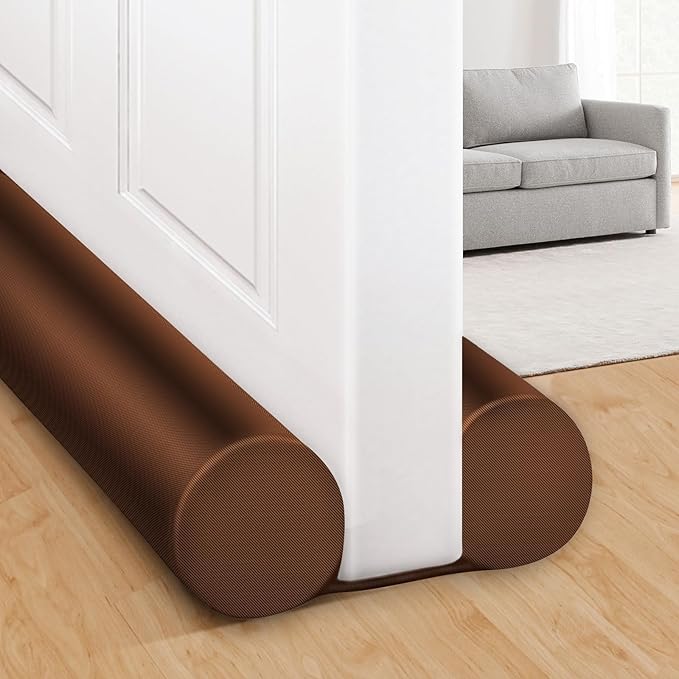 MAXTID Large Door Draft Stopper for Bottom of Door 36 Inch Under Door Noise Blocker Under Door Gap Filler Weather Stripping Adjustable Twin Door Sweep Door Draft Guard Window Seal Brown