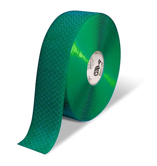 Mighty Line 3" Anti-Slip Solid Color Floor Marking Tape for Safety, Caution, Warning, Flooring, Heavy-Duty, Peel and Stick, Adhesive, Industrial Quality, 100' Roll, Green