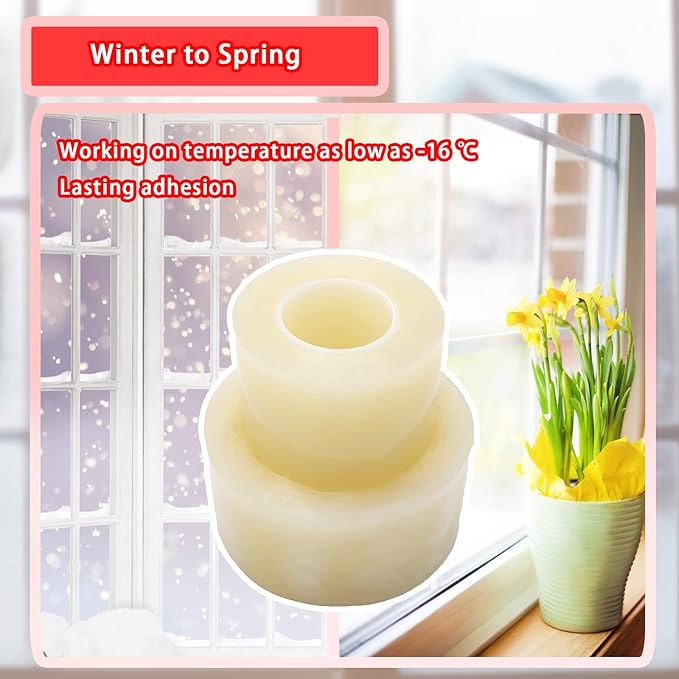 Birllaid Transparent Window Weather Sealing Tape, 2 Inch x 23 Yards (69 FT), Window AC Seal Air Conditioner Sealing Tape, No Residue, Clear