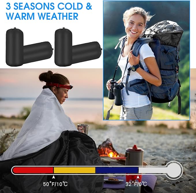 Macarrie 6 Pack Bulk Sleeping Bags for Homeless Donation, 0 Degree Waterproof Sleeping Bags with Compression Sack for Adults Winter Cold Weather Care Camping Hiking Emergency