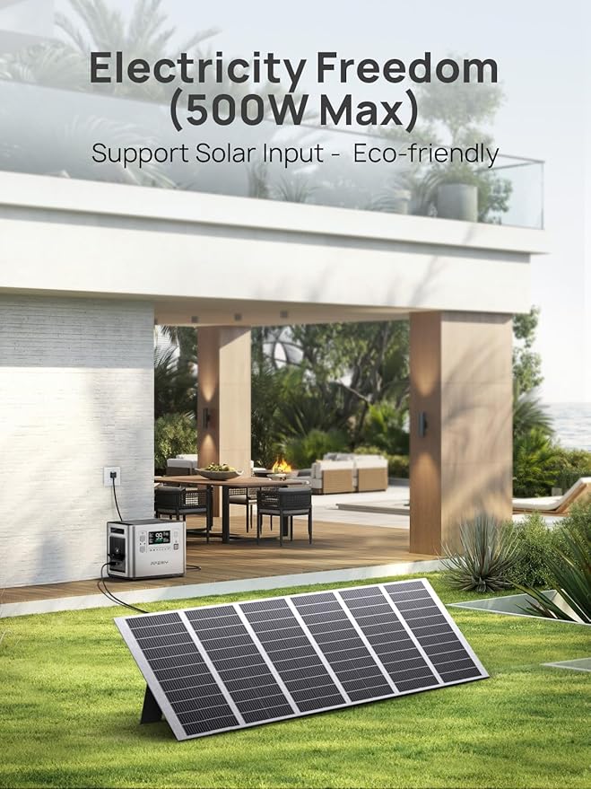 AFERIY P210 Portable Power Station 2400W (4800W Peak),2048Wh LiFePO4 Battery Generator with 1100W AC Charging & 500W Solar Charging,for Home Backup,Outdoor Camping, RVs, Emergencies, Power Outages