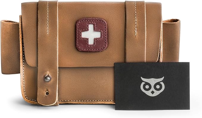 Hide & Drink, Empty First Aid Bag, Mini Medical Storage Pouch, Rectangular Bag for Survival Kit, Full Grain Leather, Handmade