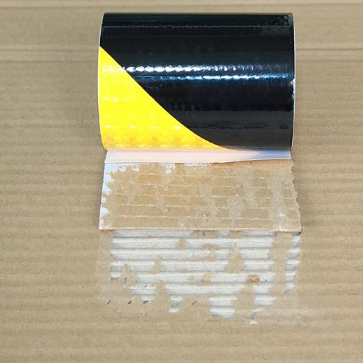 Yellow Black Reflective Tape 4 inch, Outdoor Waterproof Hazard Conspicuity Warning Industrial Marking Tape (11 feet)