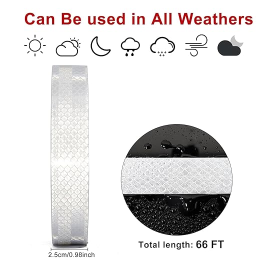 Reflective Tape, Waterproof Self Adhesive Dot Reflective Tape Outdoor Safety Caution Reflector for Trailers, Bikes, Cars(Silver, 1 Inch x 115 Feet)