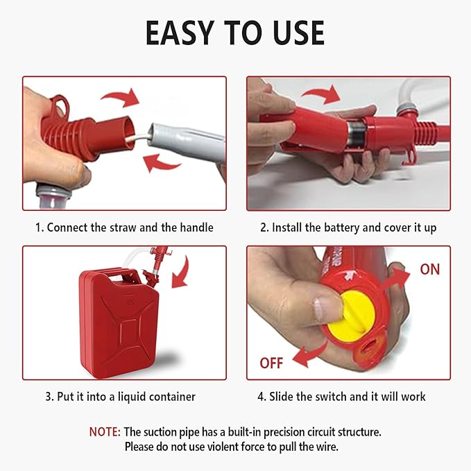 Battery Operated Gas Transfer Pump,Portable Fuel Siphon Pump,2.4 Gal Flow Per Minute,Powerful Fast Suction,for Gasoline Gas Diesel Kerosene Light Oil Water