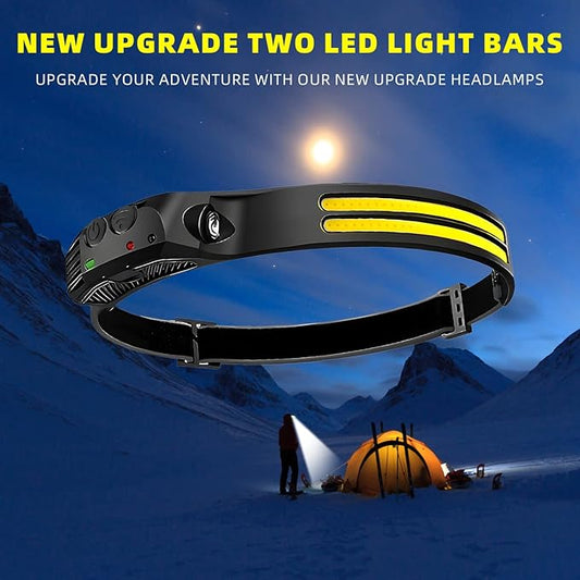 4PCS LED Headlamp Rechargeable - 230° COB Super Bright Head Lights for Forehead, Hard hat Light for Adults, USB C Headband Flashlight for Work, Hiking, Running, Camping Essentials Gear