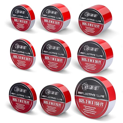 Reflective Tape Outdoor Red White 1 in X 75 FT Waterproof Self Adhesive DOT-C2 Trailer Safety Caution Reflector Dot Tape for Trucks Cars