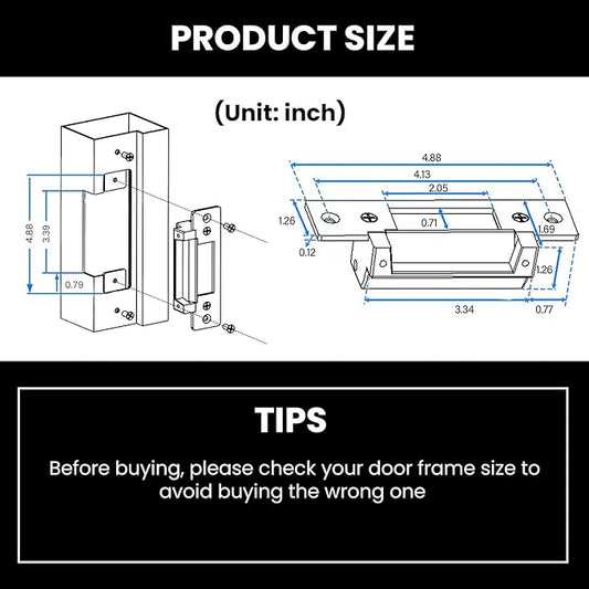 2025 Upgraded ANSI Standard Heavy Duty Electric Door Strike Lock for Door Access Control System Fail-Secure/Fail-Safe Adjustable Access Control Cylindrical Locksets (Input Voltage 12VDC),Black