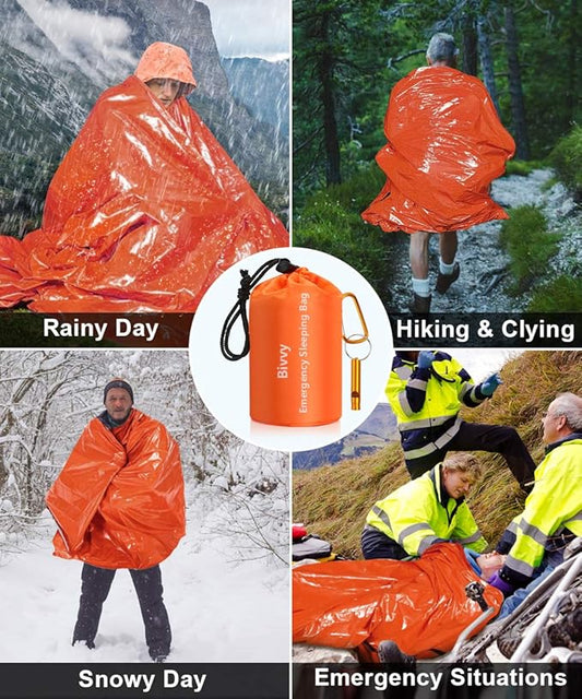 Timok Emergency Sleeping Bags Thermal-Emergency-Blankets Ultralight Space Blankets Survival Waterproof Bivy Sack Multi-Purpose Survival Gear for Hiking, Camping, First Aid Kits, Outdoor Survival Gear