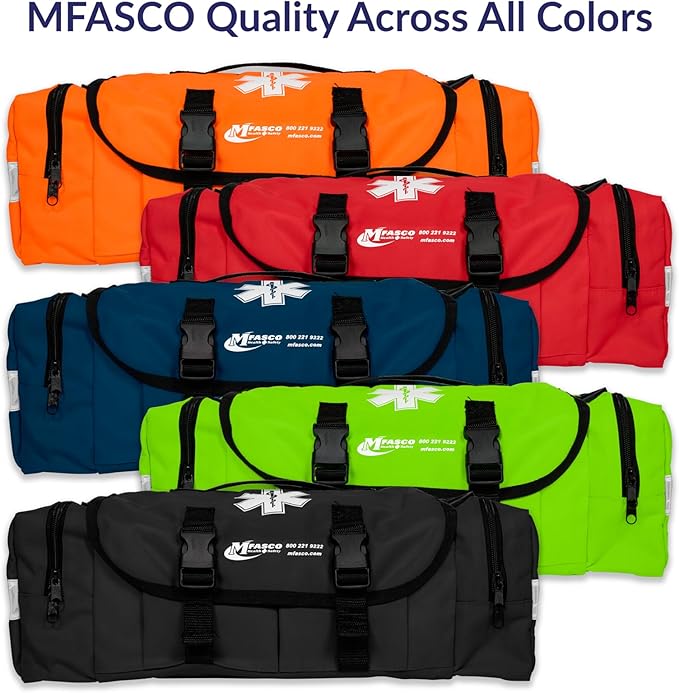 MFASCO First Aid Kit - Fully Stocked Portable Reflective Bag -First Responder Emergency Response Kit-for Natural Disaster Preparedness-Customizable Storage-Includes 415 Pcs First Aid Supplies- Blue