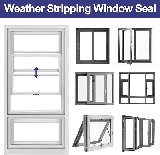 Weather Stripping Door Seal Strip, 118'' Foam Weatherstripping Window Sealer Winter, Soundproofing Self Adhesive Window Insulation Door Draft Stopper Gap Filler for Front Frame