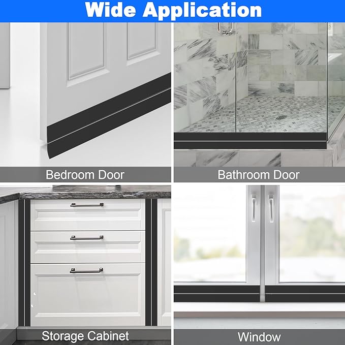 ToLanbbt Silicone Door Seal Strip 2in x 10ft, Black - Weather Stripping for Doors & Windows