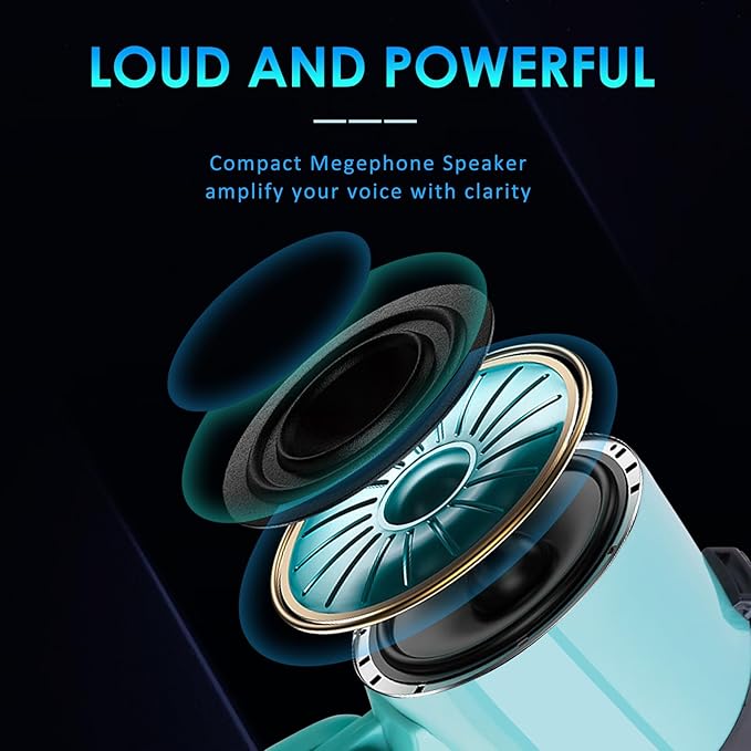 MyMealivos 20w Megaphone Speaker Portable Voice Changer Bullhorn with 6 Different Sound Effects & Built-in Siren and Record & Adjustable Volume Loud Speaker for Outdoor Sports, Party